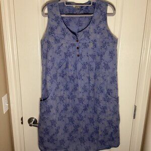 Chai Women's Summer Sleeveless Cotton Shift Dress Blue Floral Size L Comfy